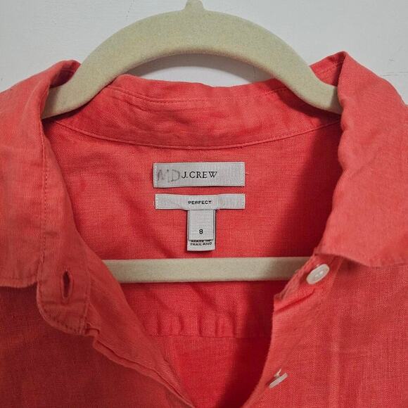 Coral pink jcrew linen button up - Picture 2 of 3